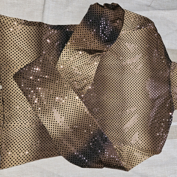 Joseph Ribkoff Tan and Brown Sequin Bomber Jacket - Picture 6 of 6